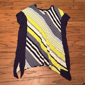 DKNY Navy and Yellow Striped Cover up with pockets